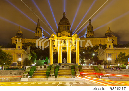 National Palace of Montjuic in night 9856257