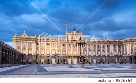 Evening view of  Royal Palace of Madrid 9856364