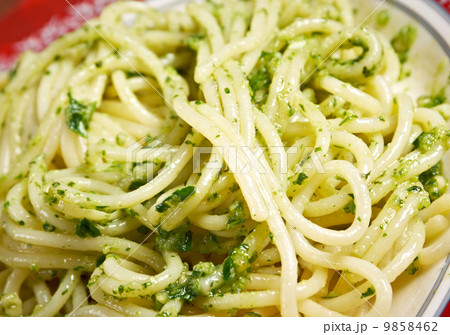 Italian pasta spaghettPesto Genovese 9858462