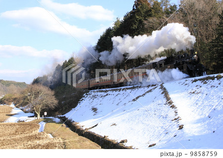 真岡鐵道「残雪の峠を走るSLもおか号」 真岡鐵道「残雪の峠を走るSLもおか号」 9858759