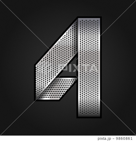 Number metal chrome ribbon - 4 - four 9860861