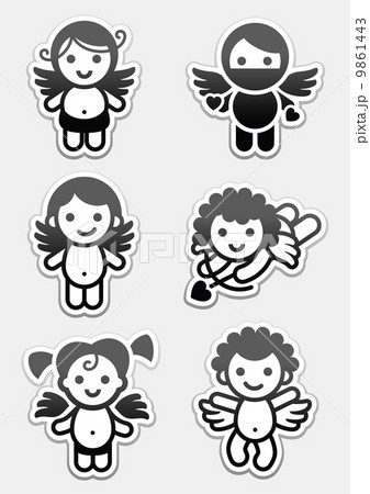 Stickers cupids. set icons 9861443