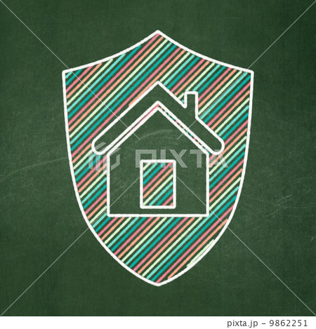 Business concept: Shield on chalkboard background 9862251