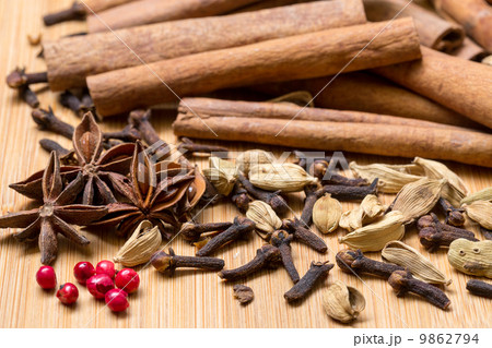 Dry multicolored spice closeup 9862794