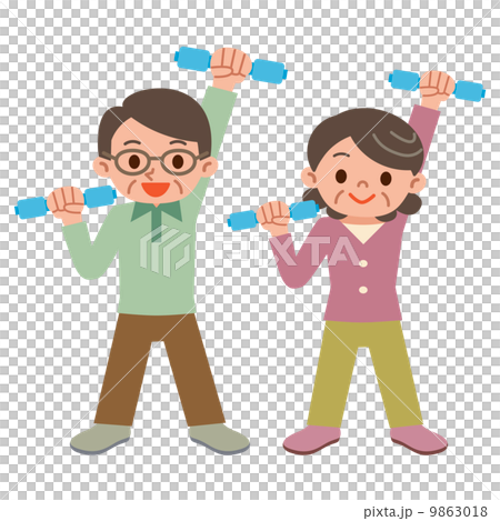 做啞鈴鍛煉的資深夫婦 做啞鈴鍛煉的資深夫婦 9863018