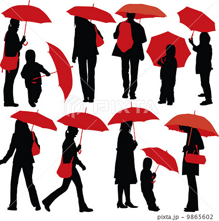 People With Umbrellasのイラスト素材