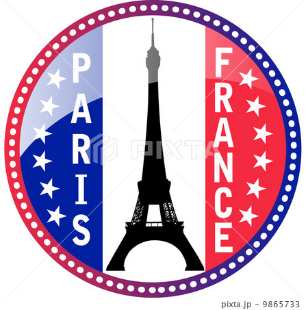 Paris and Eiffel tower button 9865733