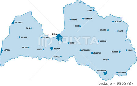 Map of Republic of Latvia 9865737