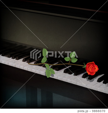 abstract grunge dark background with rose on piano 9866070