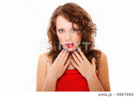 bright picture of surprised woman face over white bright picture of surprised woman face over white 9867666