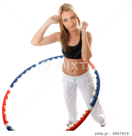 young fitness woman with hula hoop isolated young fitness woman with hula hoop isolated 9867929