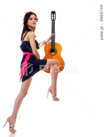 summer girl with guitar on white background summer girl with guitar on white background 9869749
