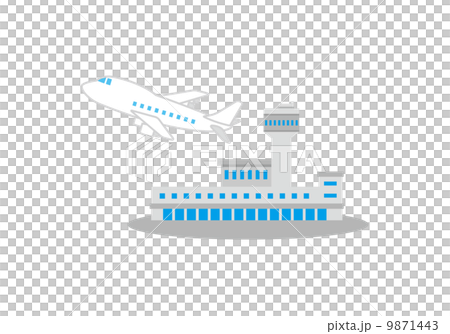 空港と飛行機のイラスト素材