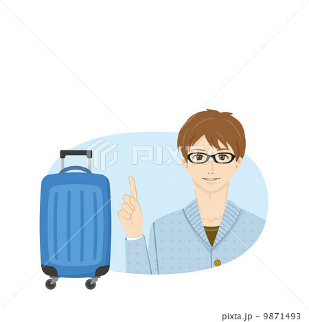 男性とスーツケースのイラスト素材