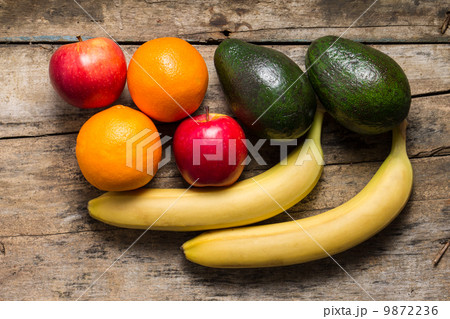 Various Fruits on wooden Background 9872236