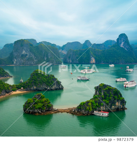 Tourist junks at Ha Long Bay, South China Sea, Vietnam Tourist junks at Ha Long Bay, South China Sea, Vietnam 9872379
