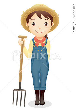 麦藁帽子の女性イラスト 麦藁帽子の女性イラスト 9872467