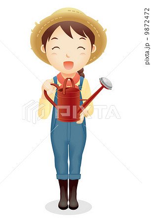 麦藁帽子の女性イラスト 9872472