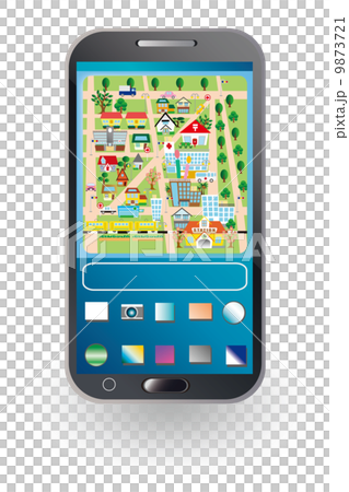 スマホで地図アプリのイラストのイラスト素材