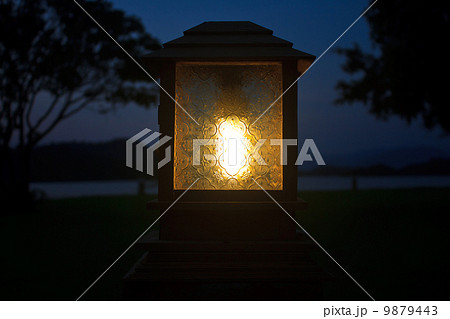 lighting pole and sunset at camping ground 9879443