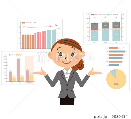 色々なグラフを説明する会社員 9880454