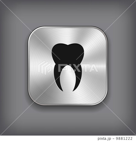 Tooth icon - vector metal app button 9881222