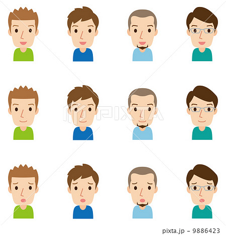 顔 表情セット 高齢者 男性のイラスト素材
