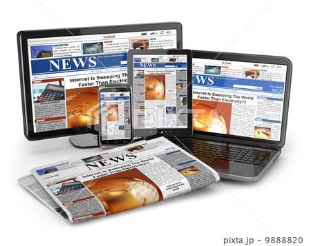 News. Media concept. Laptop, tablet pc, phone and newspaper. 9888820
