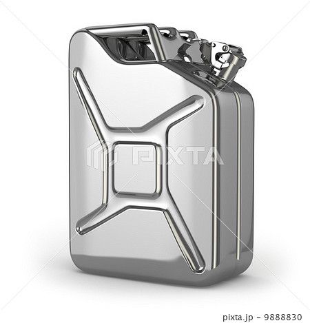 Jerrycan. Metal canister on white isolated background. 9888830