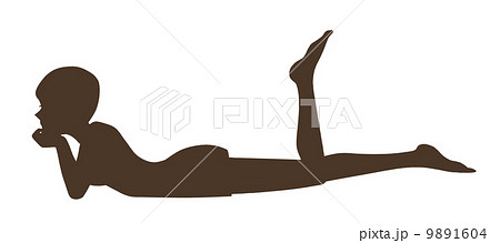 寝そべる女性のシルエットのイラスト素材