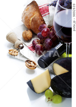 Wine, grape and cheese 9892639
