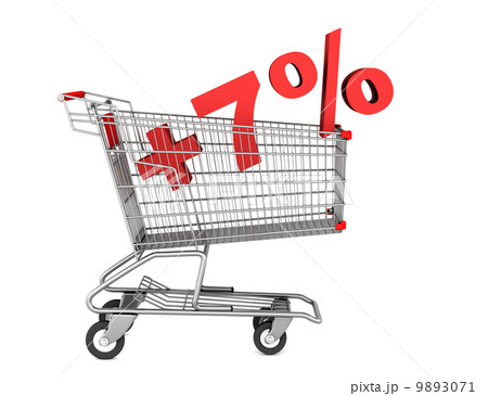 shopping cart with plus 7 percent sign isolated on white backgro shopping cart with plus 7 percent sign isolated on white backgro 9893071