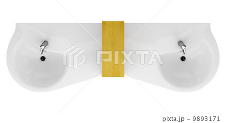 top view of modern double bathroom sink isolated on white backgr top view of modern double bathroom sink isolated on white backgr 9893171
