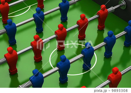 foosball table with red and blue players 9893308