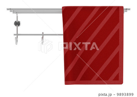 red towel on hanger isolated on white background 9893899