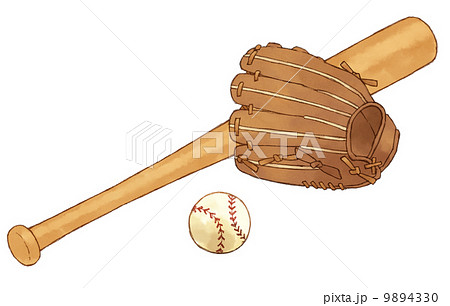 野球 ボール グローブ バットのイラスト素材 9894330 Pixta