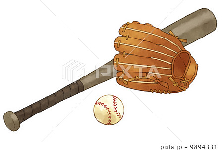 野球 ボール グローブ バットのイラスト素材 9894331 Pixta