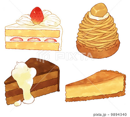 ショートケーキ モンブラン チョコレートケーキ チーズケーキのイラスト素材 9894340 Pixta