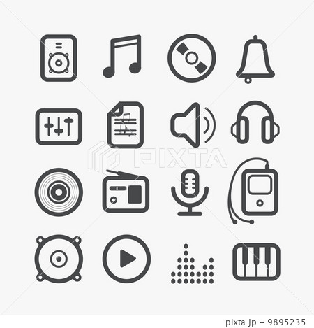 Different sound icons set with rounded corners. Design elements 9895235