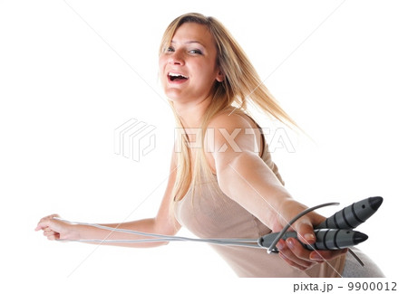 young fitness woman with jump rope isolated young fitness woman with jump rope isolated 9900012