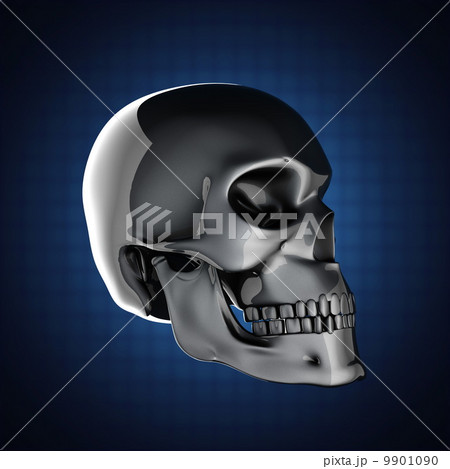 metal skull on blue background metal skull on blue background 9901090