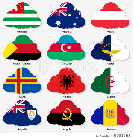 Set  Flags of world sovereign states in  form  clouds. Vector il 9901563
