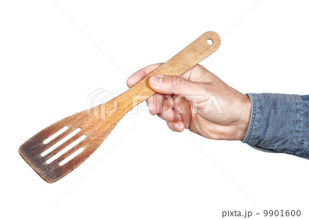 Cook for absinthe spoon in his hand. On a white background. Cook for absinthe spoon in his hand. On a white background. 9901600