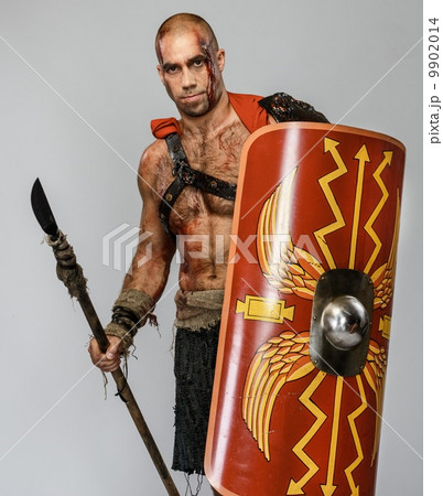 Wounded gladiator with spear and shield Wounded gladiator with spear and shield 9902014