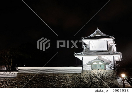 石川門(金沢城)・冬・夜景【横】 9902958