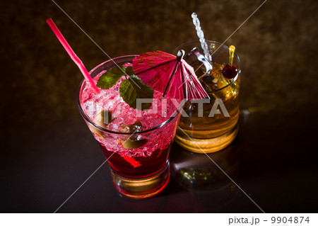 Strawberry cocktail and whiskey liqueur glass Strawberry cocktail and whiskey liqueur glass 9904874