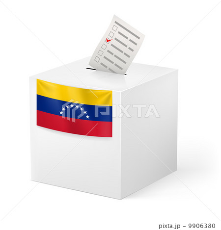 Ballot box with voting paper. Venezuela 9906380