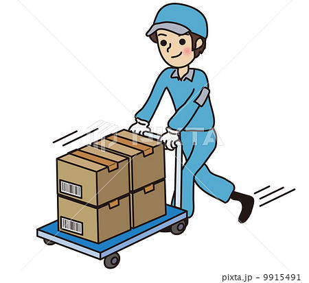 ダンボールを運搬する男性作業員 9915491