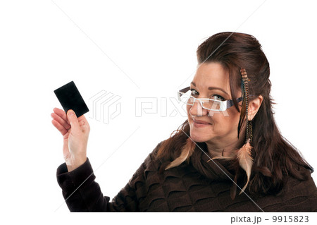 Woman With Blank Card 9915823