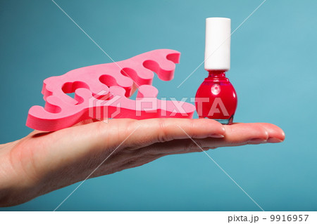 foot pedicure red nail polish and toe separators foot pedicure red nail polish and toe separators 9916957